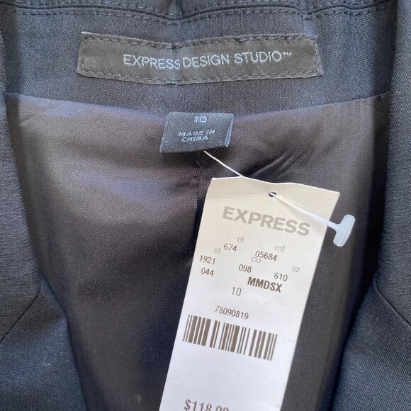 NWT EXPRESS Fitted Blazer Jacket SZ 10 Black Notch Collar 3 Button Office Career - Picture 3 of 8